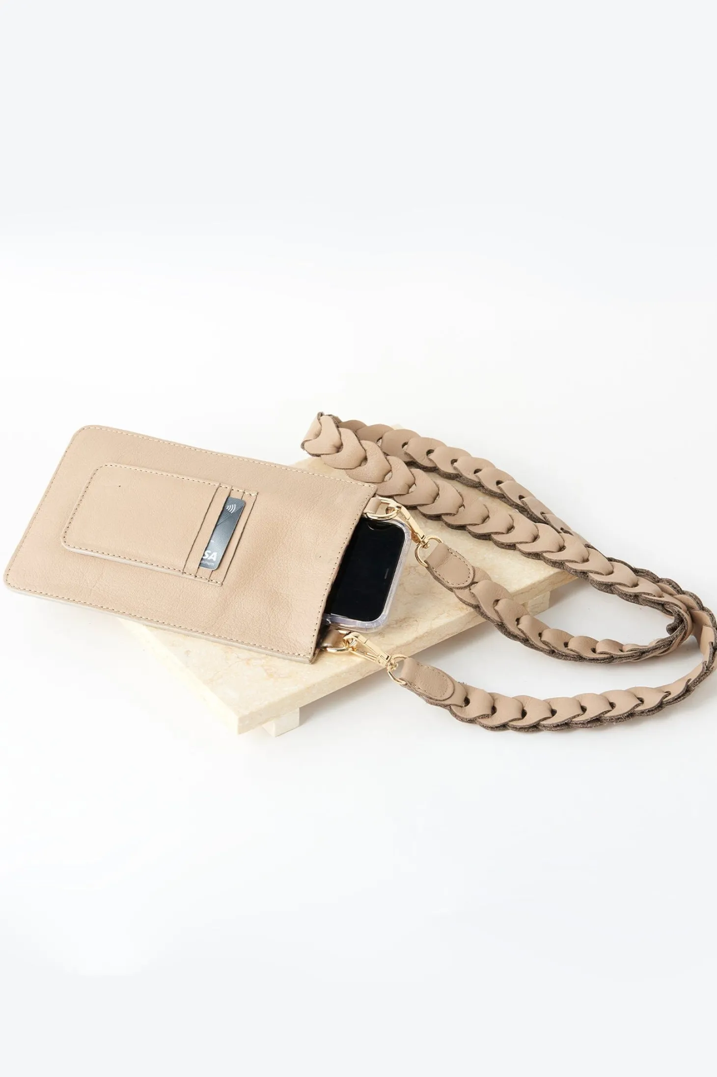 Outlet Carolina Adelina Mobile Phone Holder Nude Soft Leather