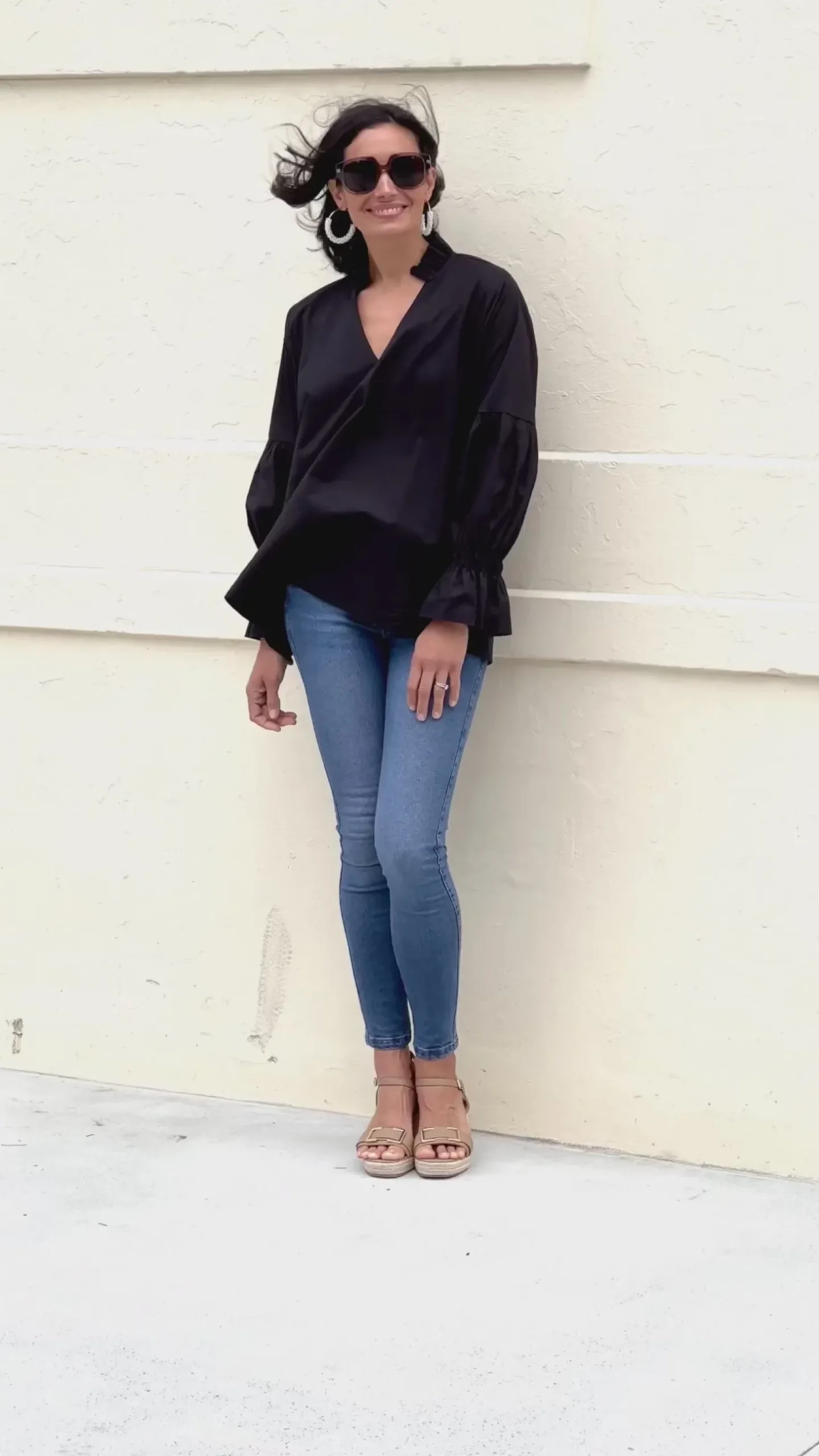 Clearance Carolina Alessandra Long Sleeve Top Black