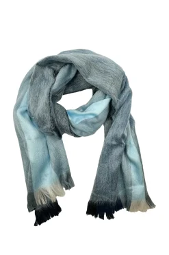 Clearance Carolina Alpaca Wrap Striped Multi Colour Light Blue