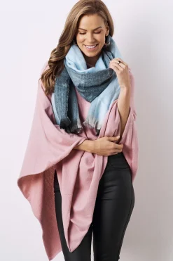 Clearance Carolina Alpaca Wrap Striped Multi Colour Light Blue