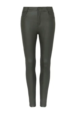 Cheap Carolina Amber Coated Skinny Jeans Olive