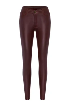 Outlet Carolina Amber Coated Skinny Jeans Burgundy