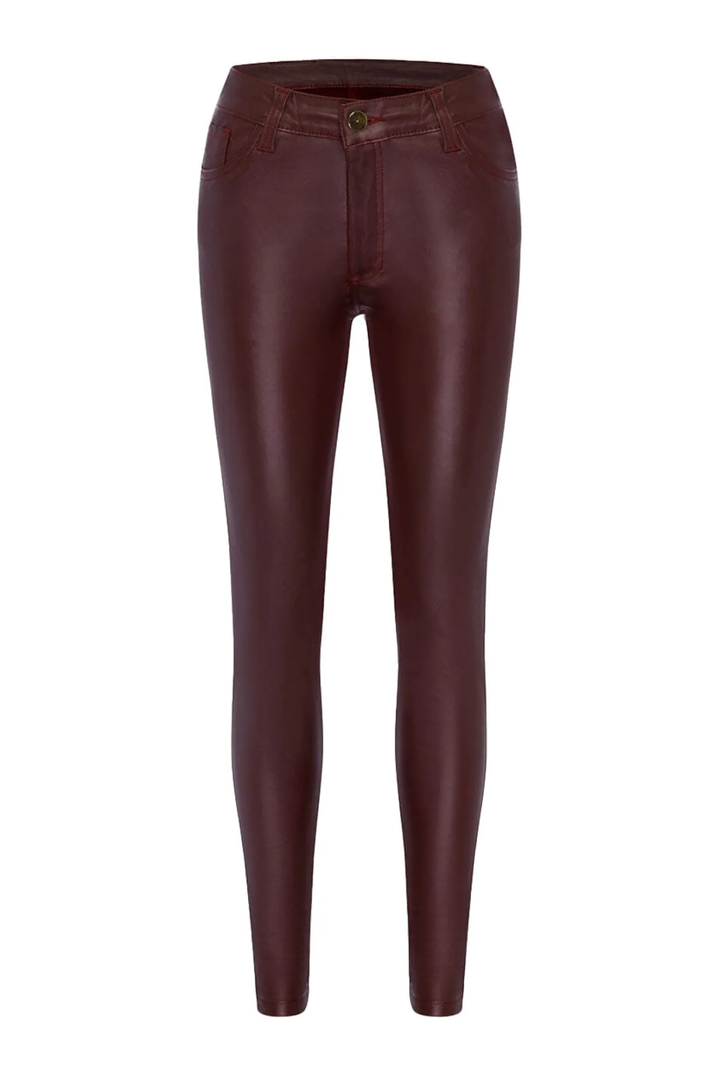 Outlet Carolina Amber Coated Skinny Jeans Burgundy