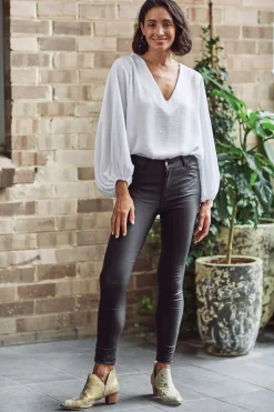 Shop Carolina Amber Coated Skinny Jeans Black