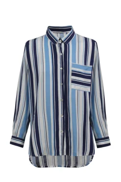 New Carolina Amy Stripe Long Sleeve Collared Shirt