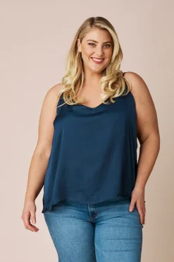 Cheap Carolina Ana Camisole Top Navy with V Neck