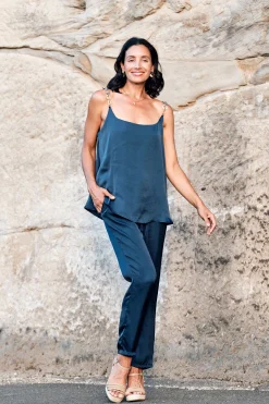 Outlet Carolina Ana Camisole Top Navy with Chain Straps