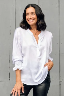 Shop Carolina Angelina Long Sleeve Top White