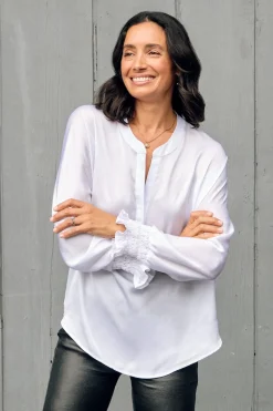 Shop Carolina Angelina Long Sleeve Top White