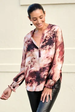 Hot Carolina Angelina Long Sleeve Top Stacey Print