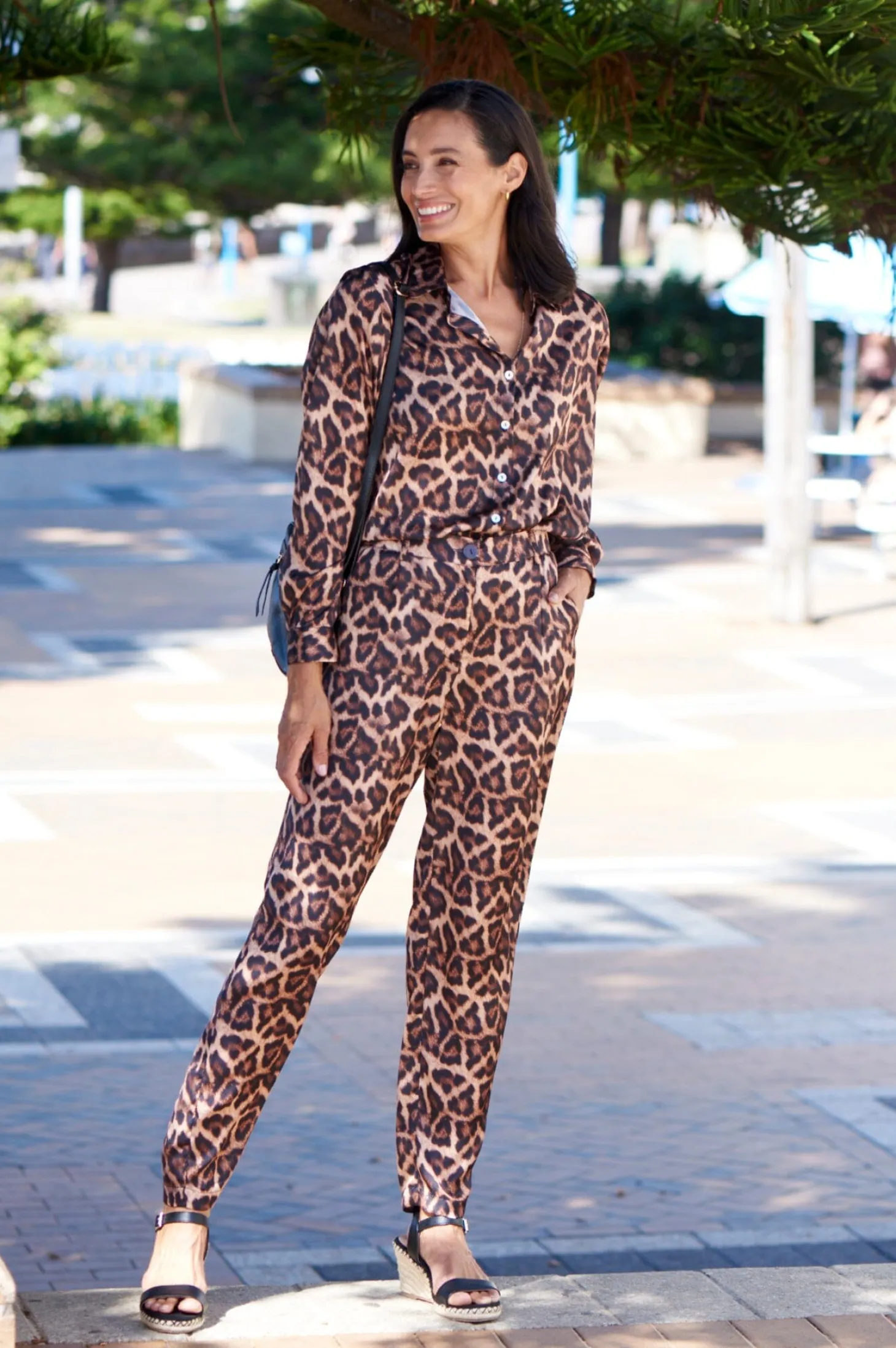 Clearance Carolina Anika Animal Print Long Sleeve Collared Shirt