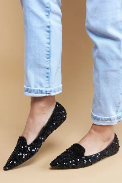 Cheap Carolina Annabelle Sequin Loafers Black