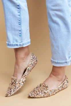 New Carolina Annabelle Sequin Loafers Champagne