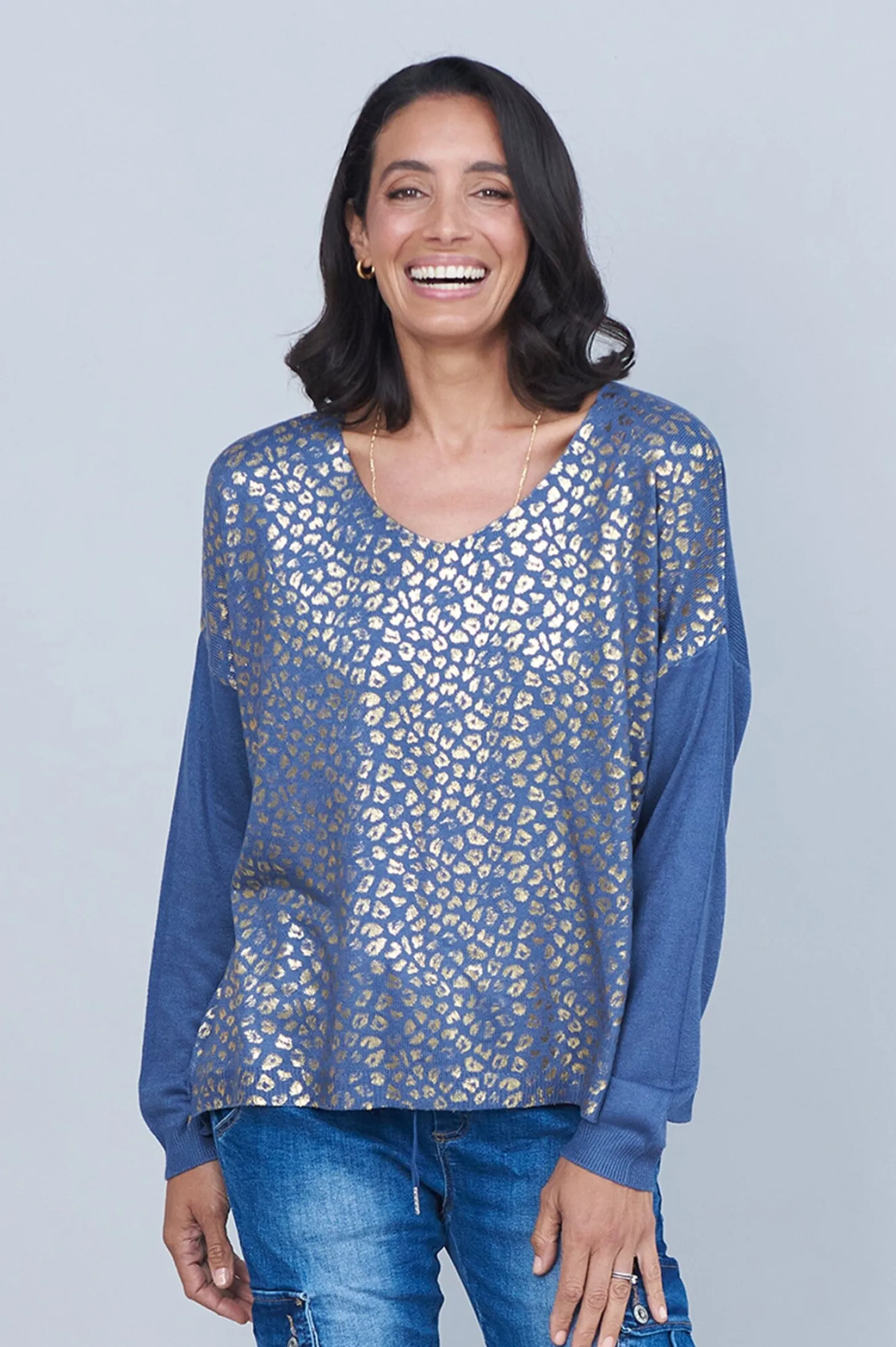 Store Carolina Araya Animal Print Jumper Blue