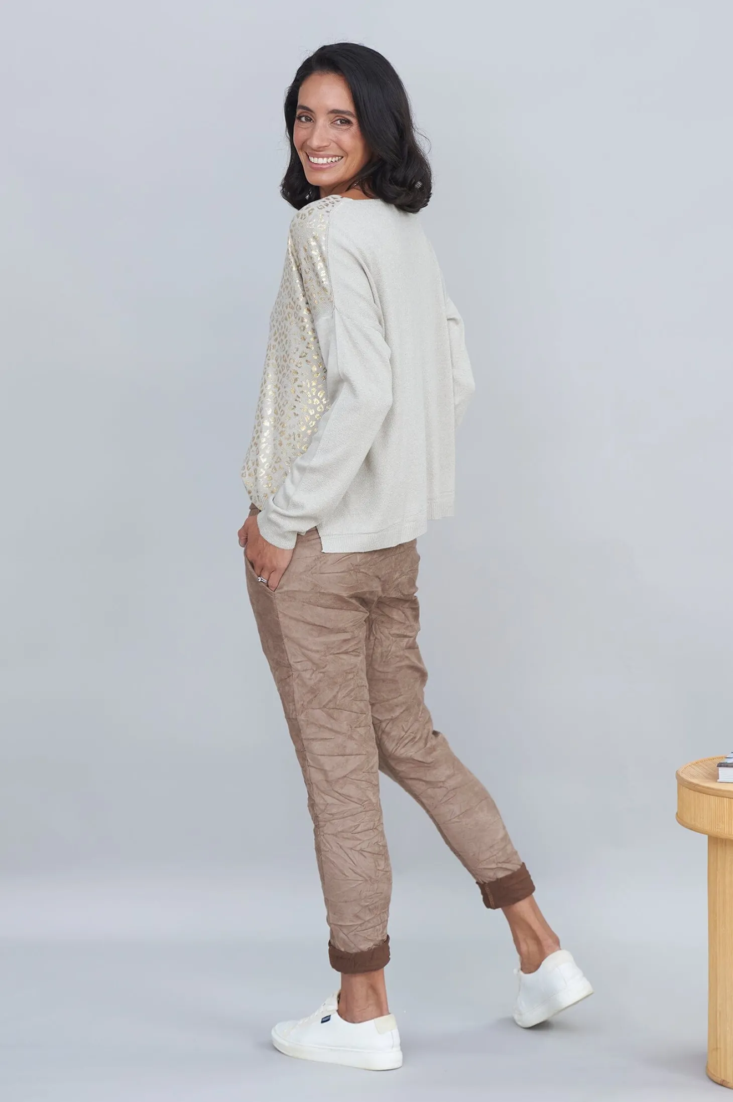 Fashion Carolina Araya Animal Print Jumper Ivory