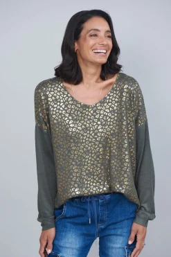 Sale Carolina Araya Animal Print Jumper Olive