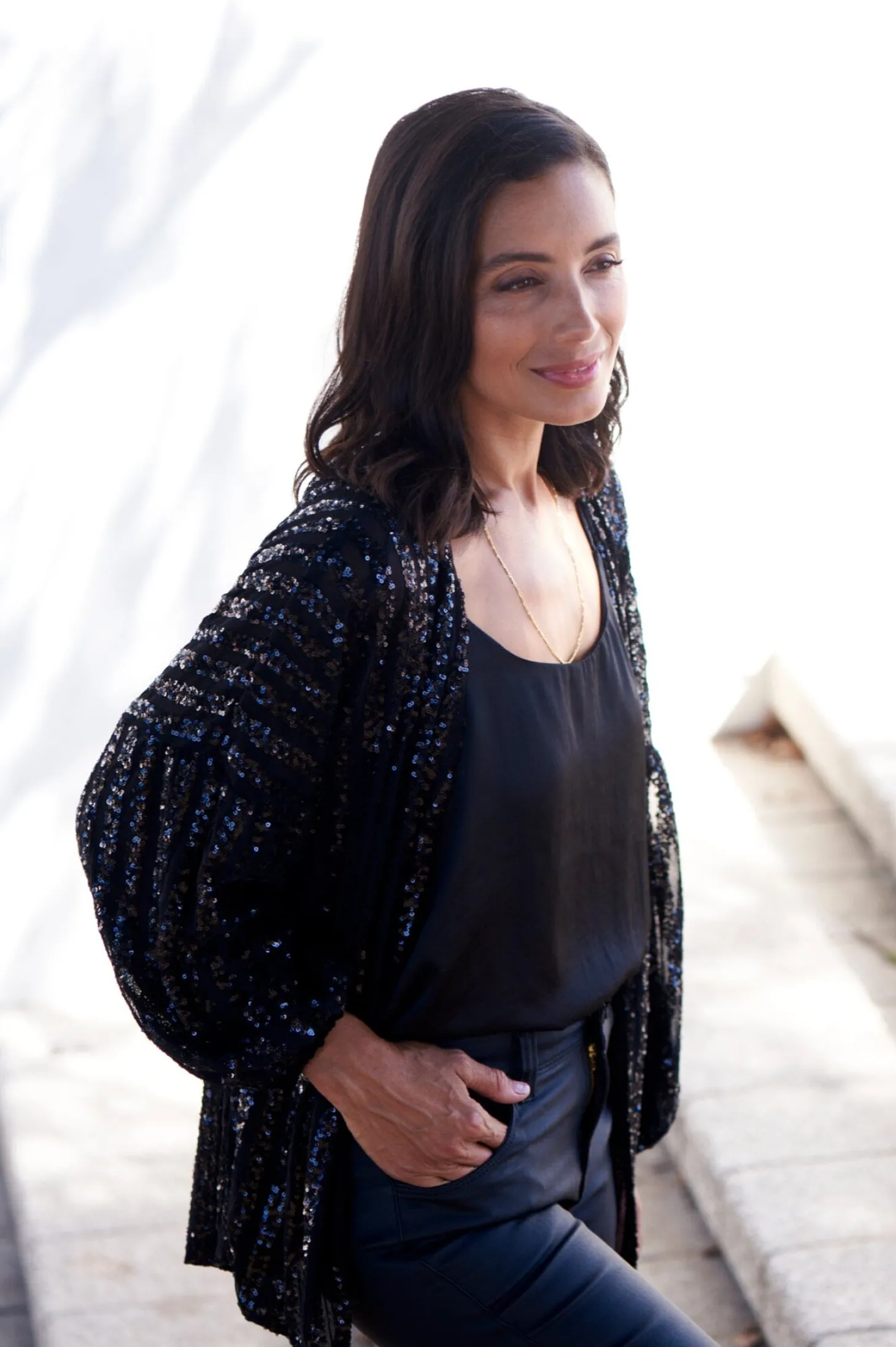 Sale Carolina Aria Cape Black with Sequins
