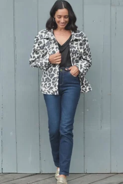 New Carolina Ava Animal Print Jacket Cream