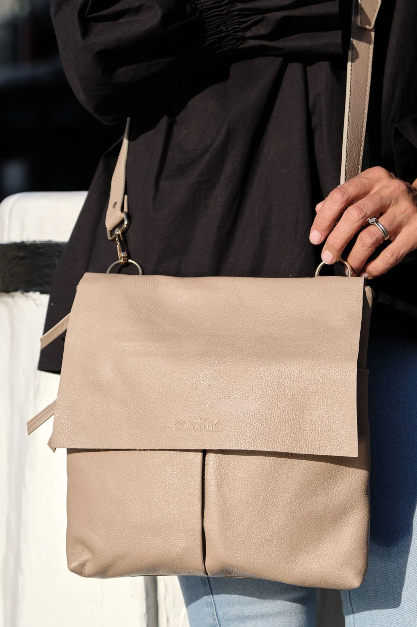 Cheap Carolina Barcelona Leather Handbag Nude Soft Leather