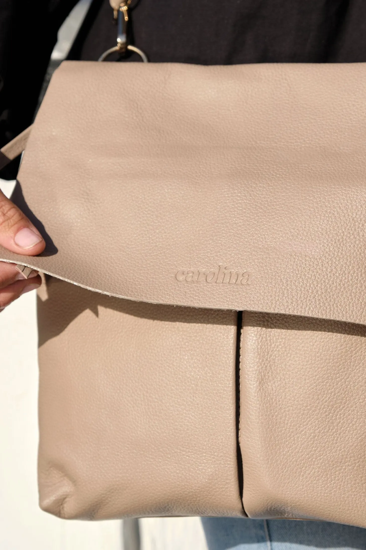 Cheap Carolina Barcelona Leather Handbag Nude Soft Leather
