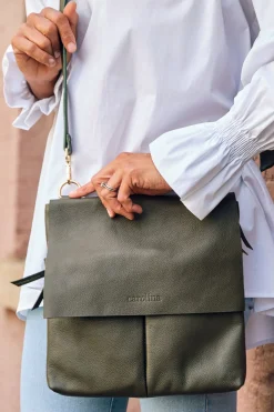 Online Carolina Barcelona Leather Handbag Olive Soft Leather