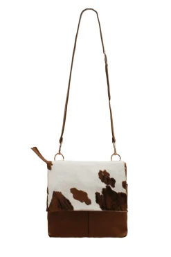 Cheap Carolina Barcelona Leather Handbag Tan and White Cowhide
