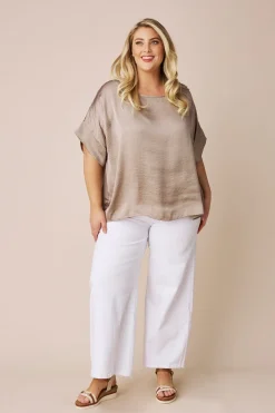 Hot Carolina Bianca Short Sleeve Top Almond