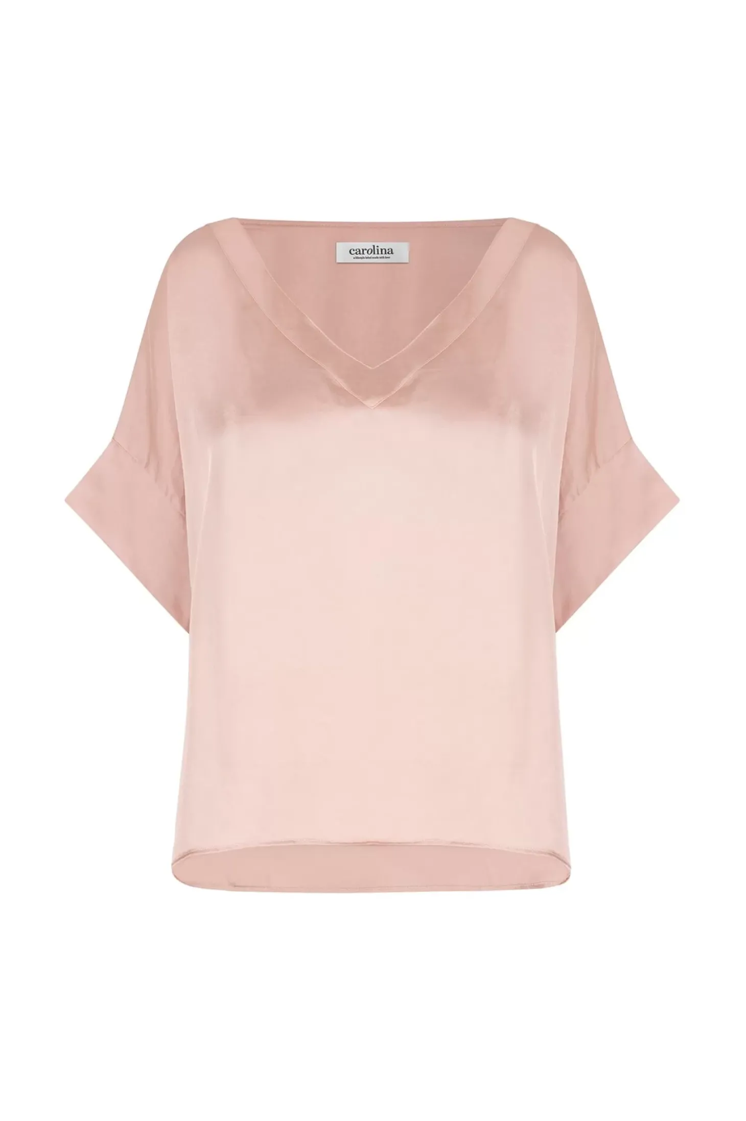 Shop Carolina Bianca Short Sleeve Top Champagne with V Neck
