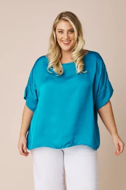Hot Carolina Bianca Short Sleeve Top Capri Blue