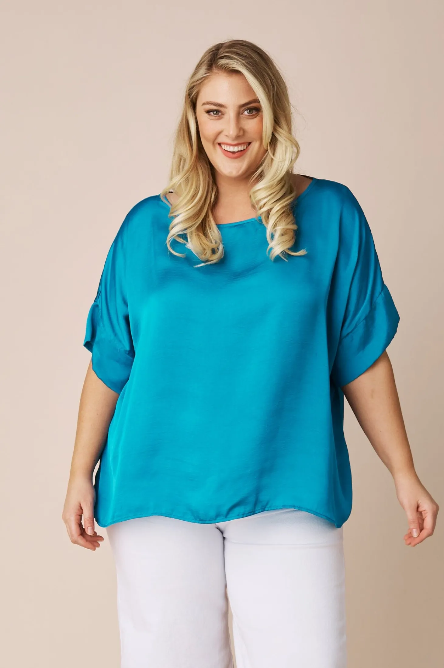 Hot Carolina Bianca Short Sleeve Top Capri Blue