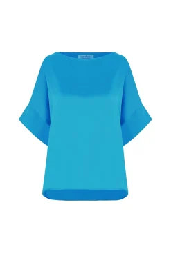 Hot Carolina Bianca Short Sleeve Top Capri Blue