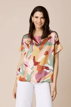 New Carolina Bianca Short Sleeve Top Delia Print