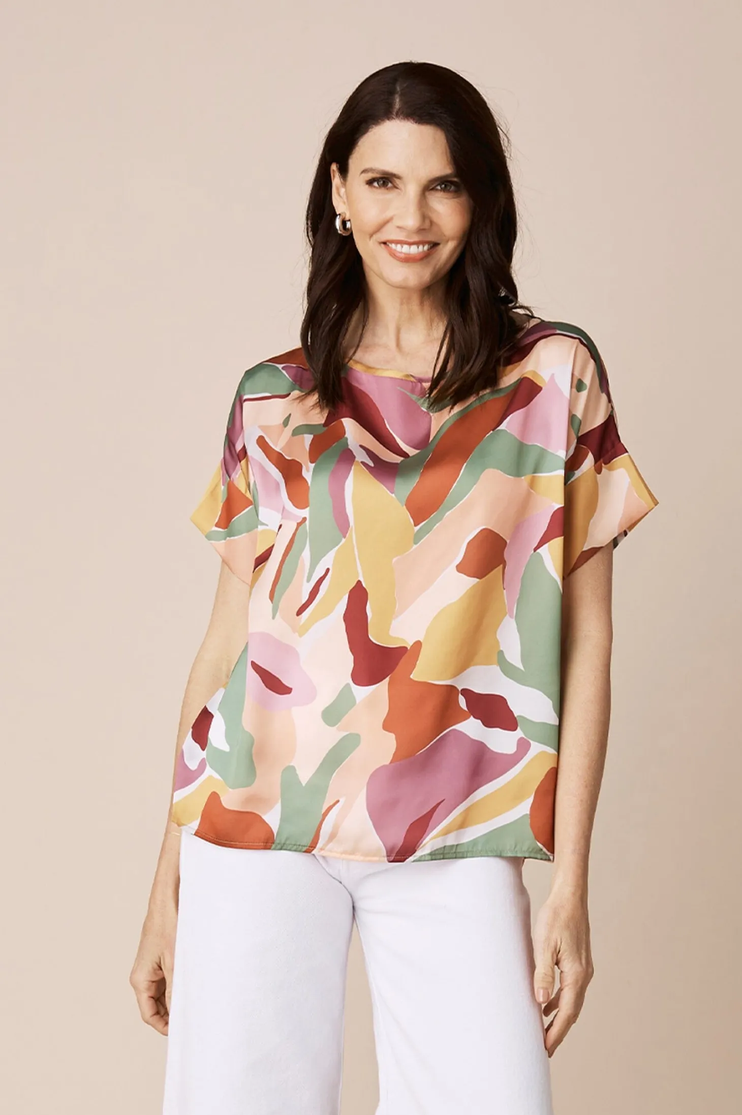 New Carolina Bianca Short Sleeve Top Delia Print