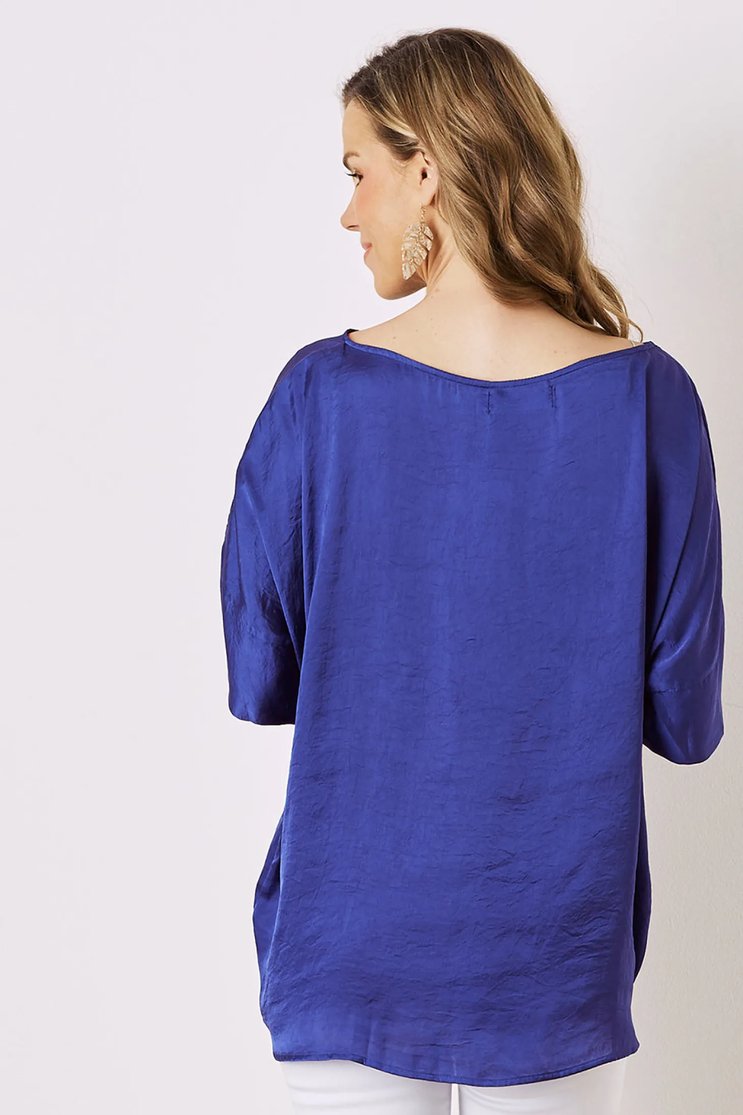 Best Carolina Bianca Short Sleeve Top Indigo with V Neck