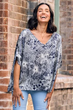 Shop Carolina Bianca Short Sleeve Top Jordyn Print with V Neck
