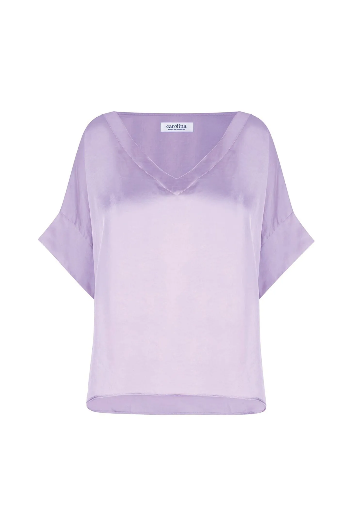 Fashion Carolina Bianca Short Sleeve Top Lavender with V Neck