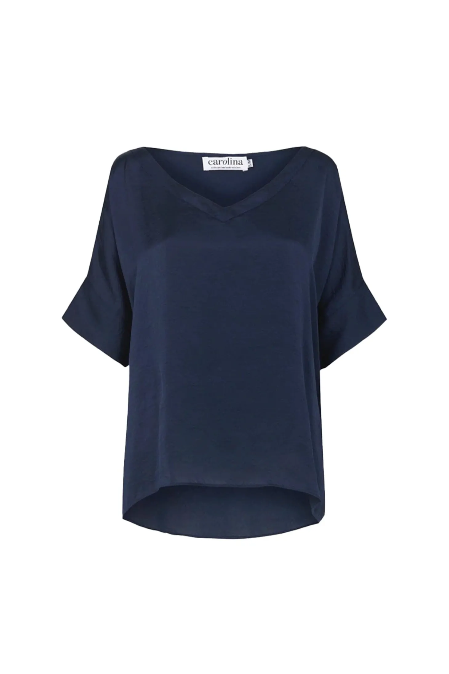 Best Carolina Bianca Short Sleeve Top Navy with V Neck