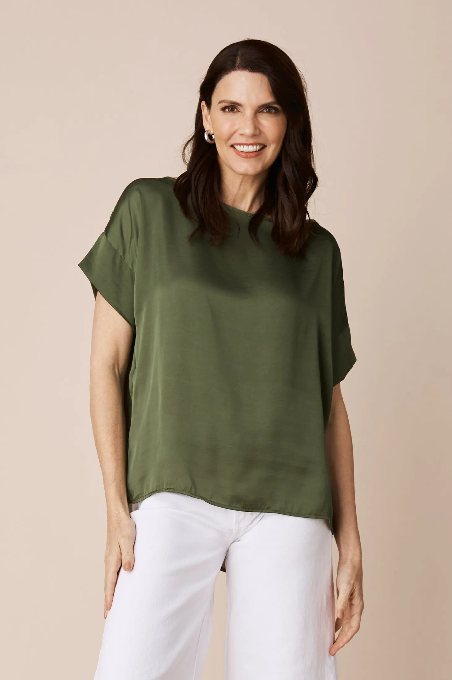 Outlet Carolina Bianca Short Sleeve Top Olive