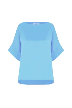 Flash Sale Carolina Bianca Short Sleeve Top Ocean Blue