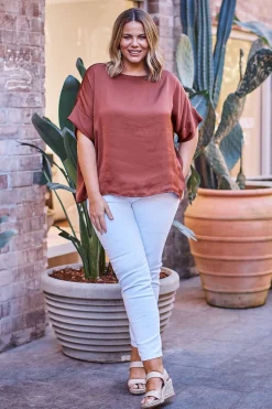 Outlet Carolina Bianca Short Sleeve Top Rust