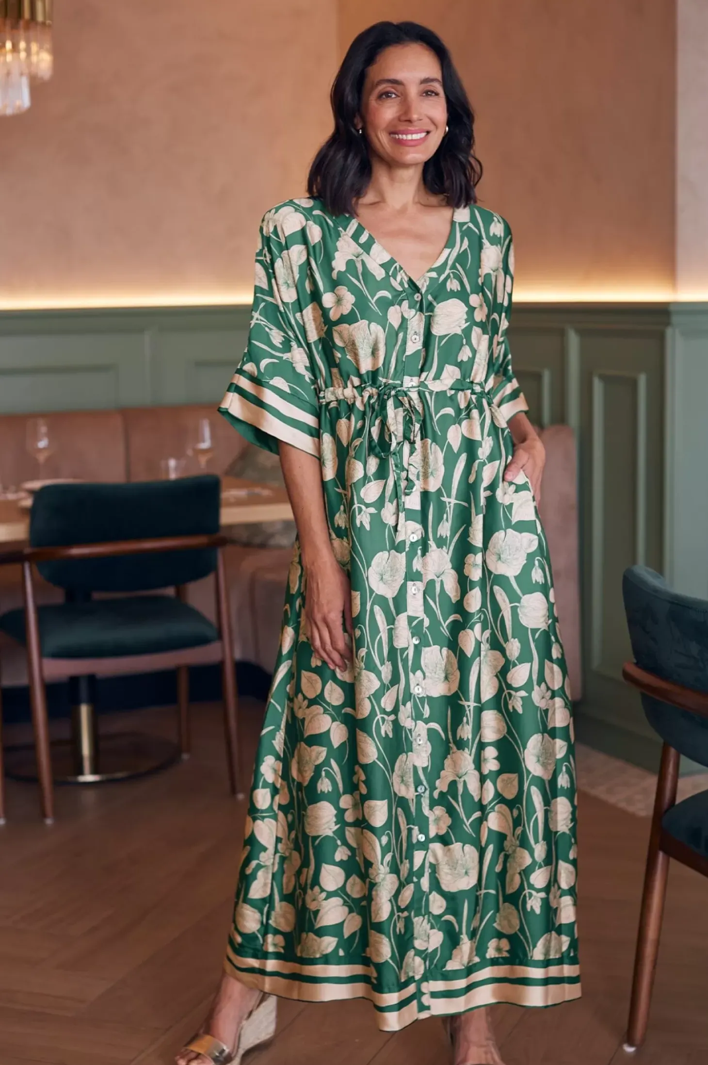 Cheap Carolina Bridgett Floral Dress Emerald