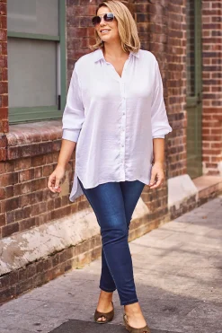 Best Carolina Briella Long Sleeve Collared Shirt in White