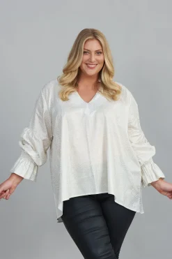 Store Carolina Carmela Top Ivory  with Gold