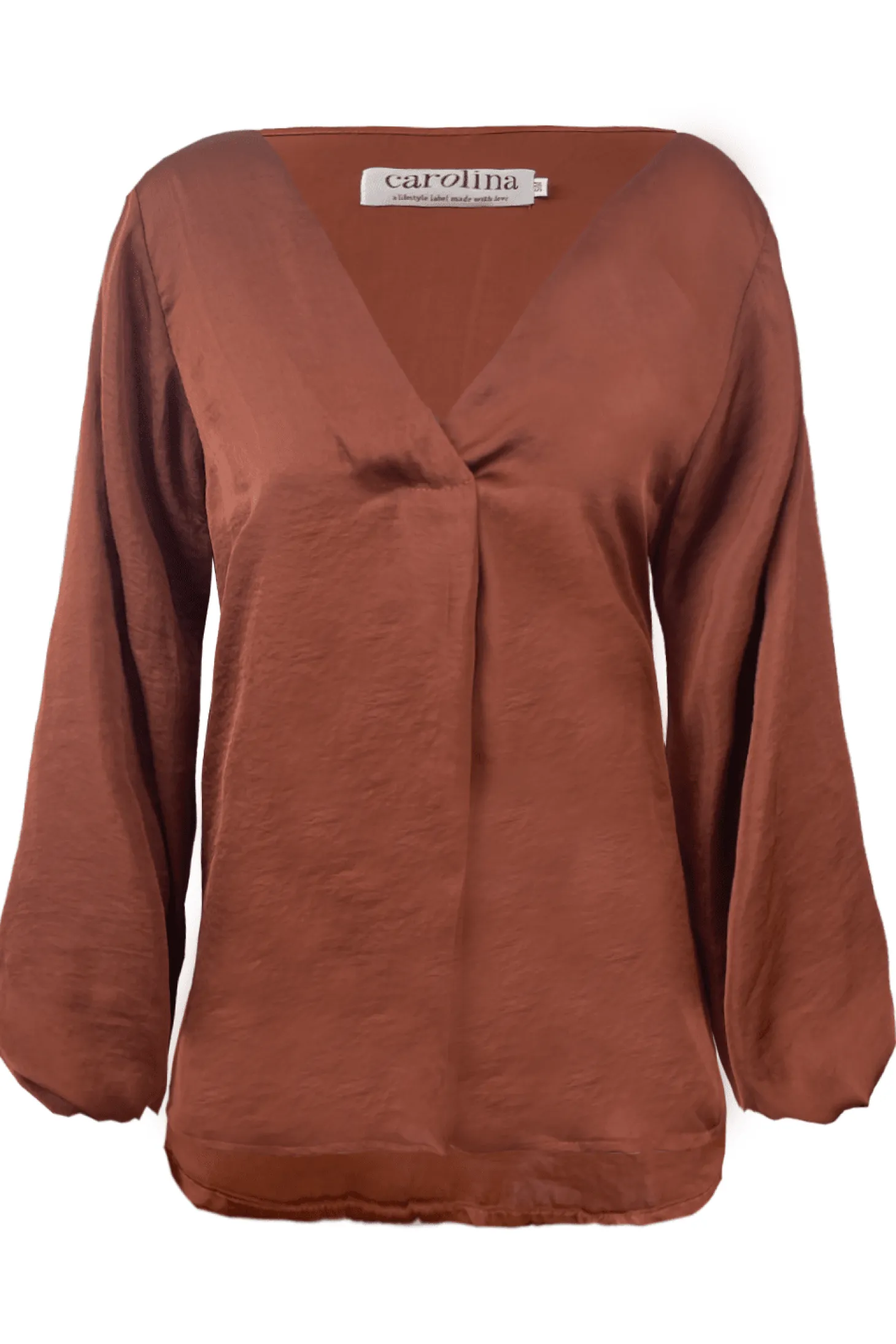 Cheap Carolina Charlotte V-Neck Long Sleeve Top Rust