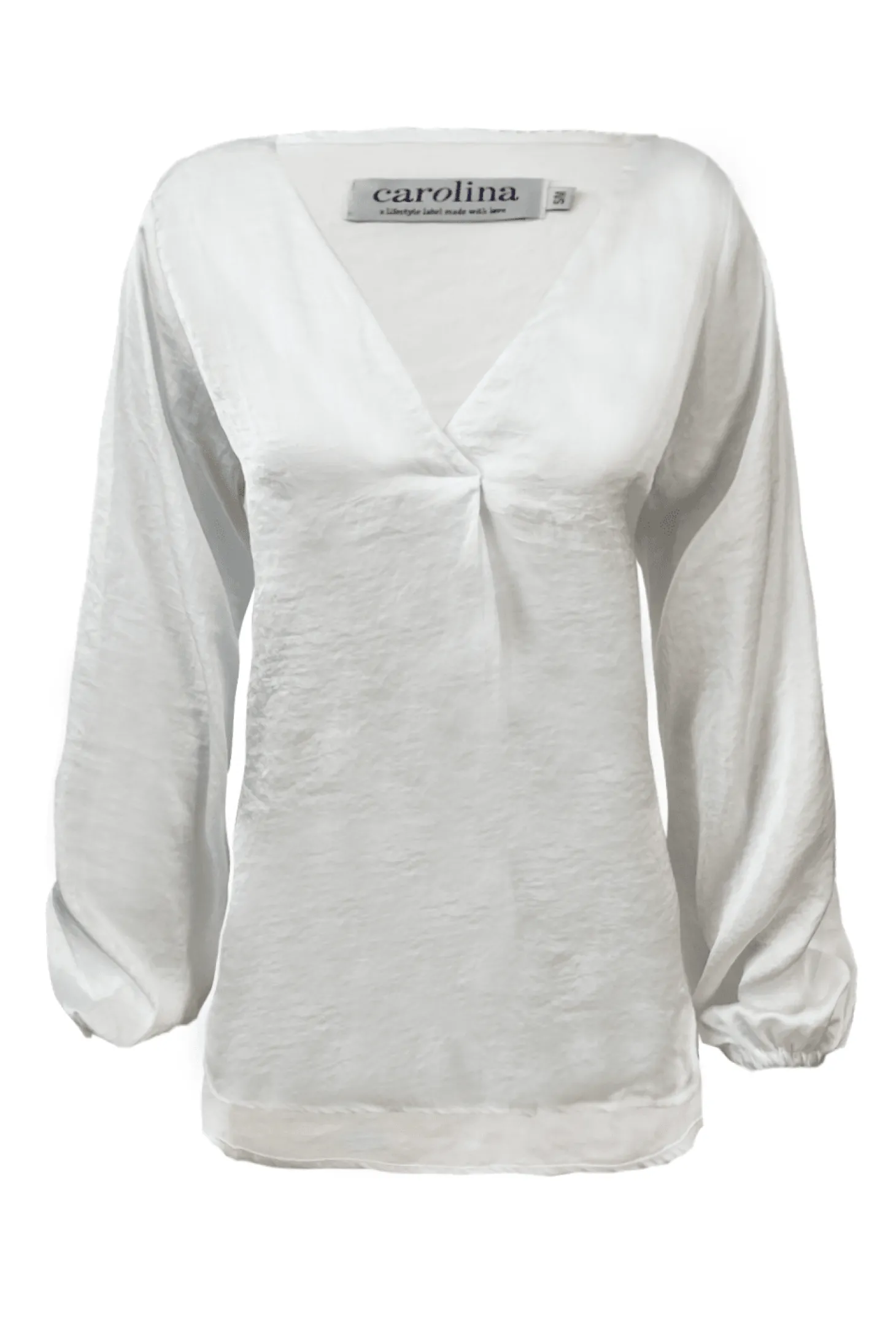 Flash Sale Carolina Charlotte V-Neck Long Sleeve Top White