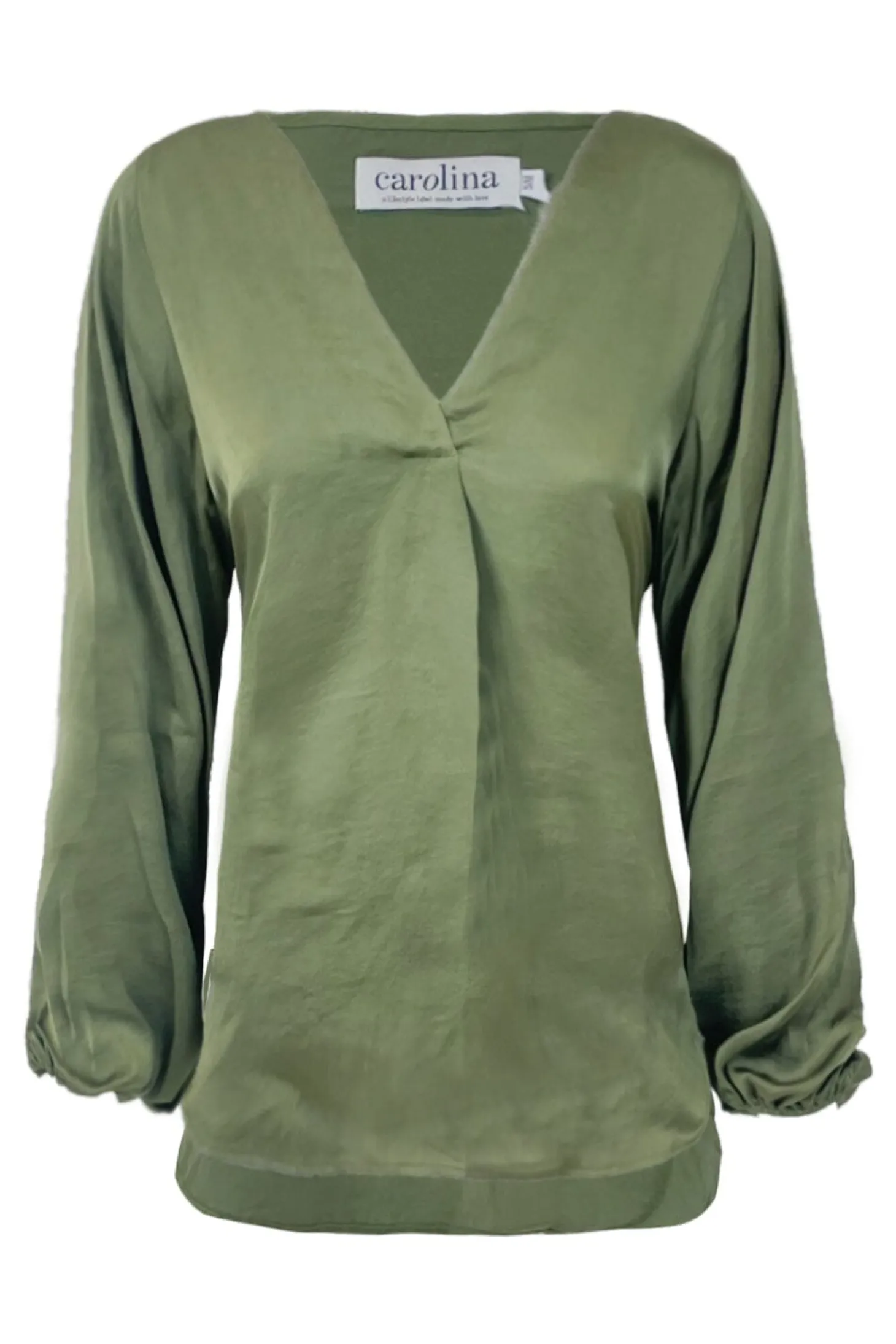 Cheap Carolina Charlotte V-Neck Long Sleeve Top Olive