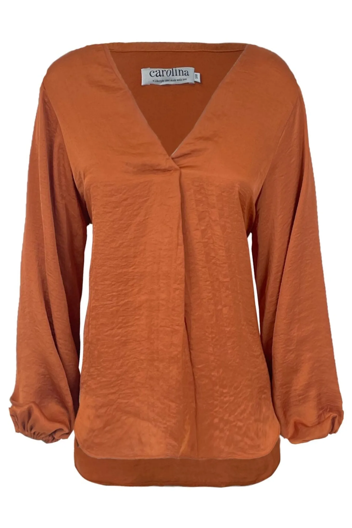 Discount Carolina Charlotte V-Neck Long Sleeve Top Terracotta