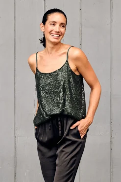 Best Sale Carolina Christie Ana Sleeveless Top Forest Green