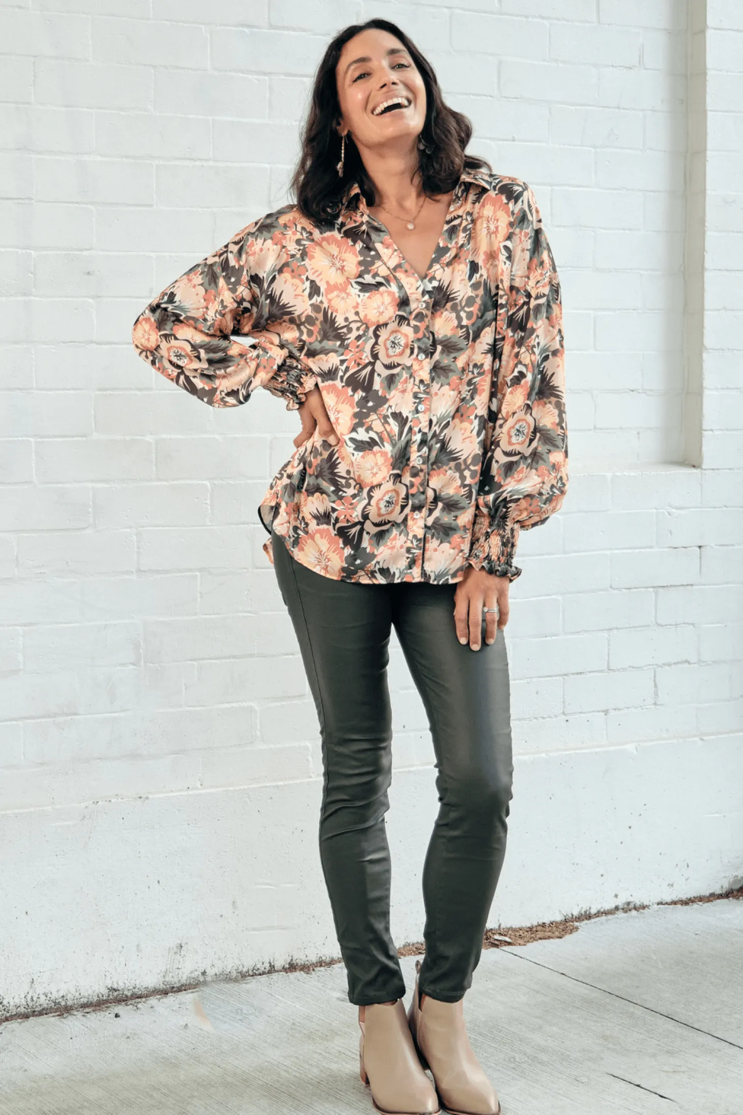 Online Carolina Claudia Collared Long Sleeve Top