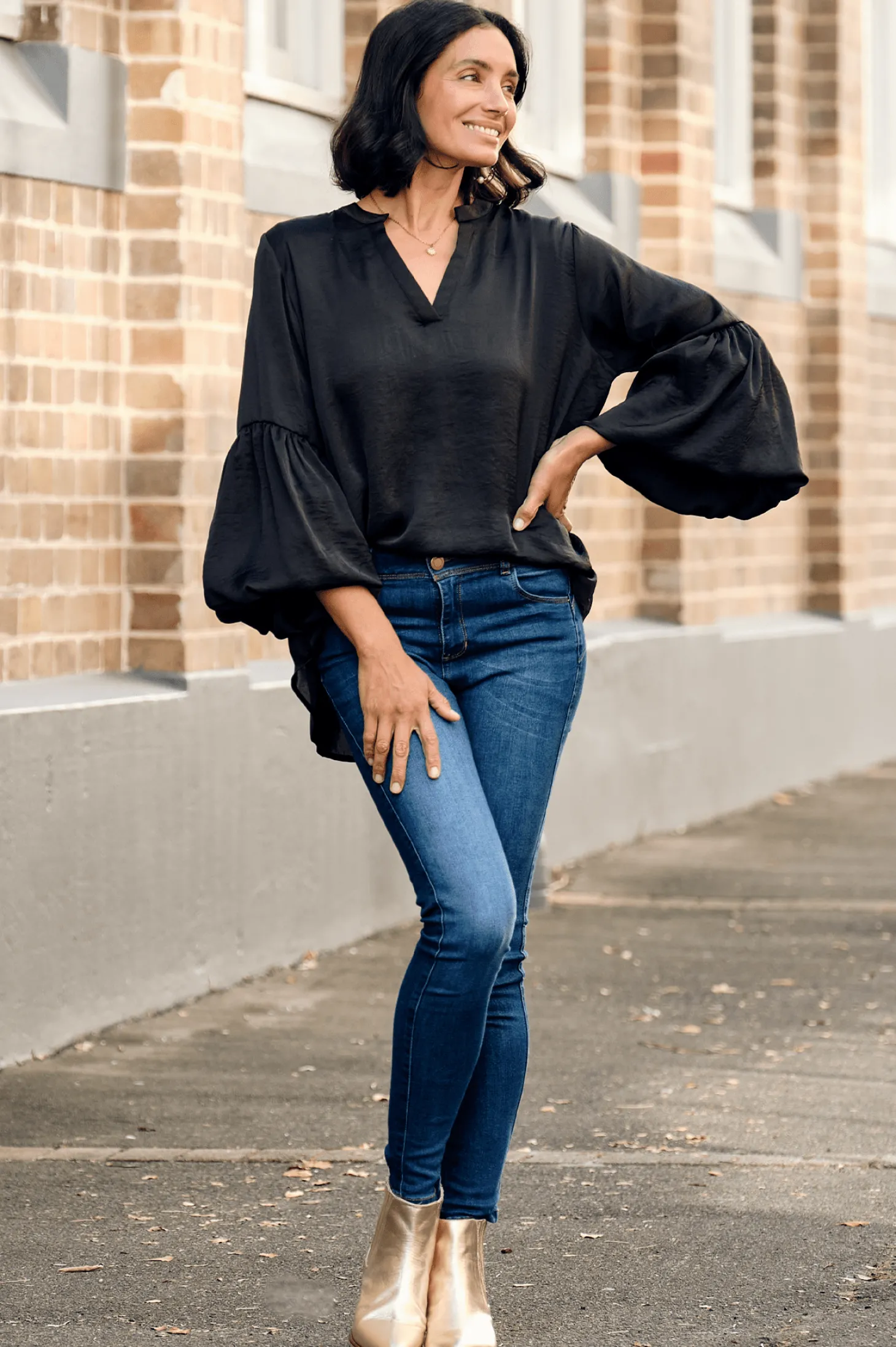 Fashion Carolina Comino Long Sleeve Top Black